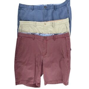 Tommy Bahama Shorts Mens 42 Red Blue Tan Cotton Lyocell Chino Lot of 3- EUC